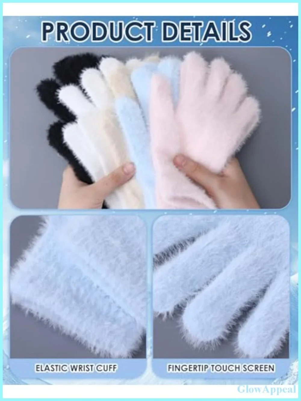 5 Pairs Women's Winter Gloves Faux Mink Velvet Soft Stretch Windproof